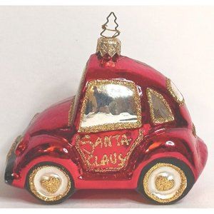 Volkswagon Beetle Whitehurst Imports Ornament Blown Hand Painted Glitter